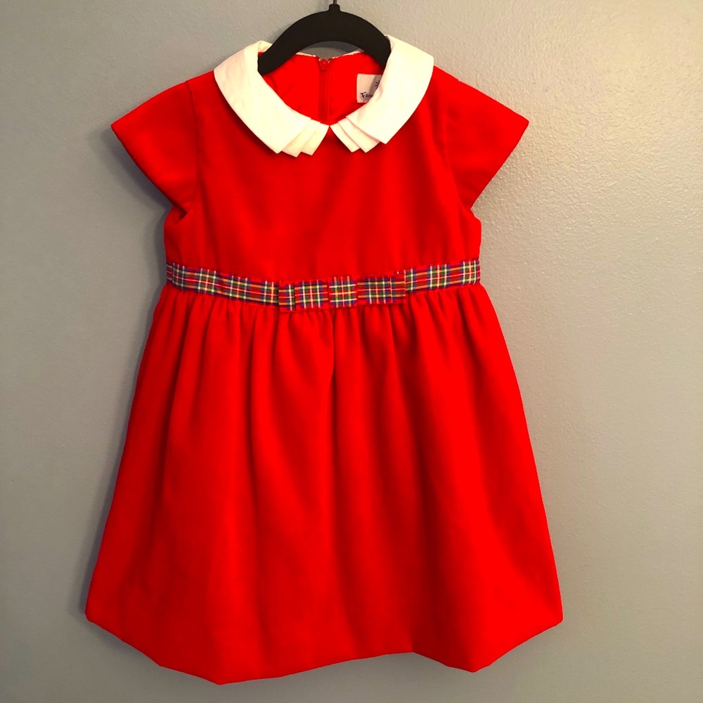 2T Florence Eiseman Red Velvet Plaid Dress